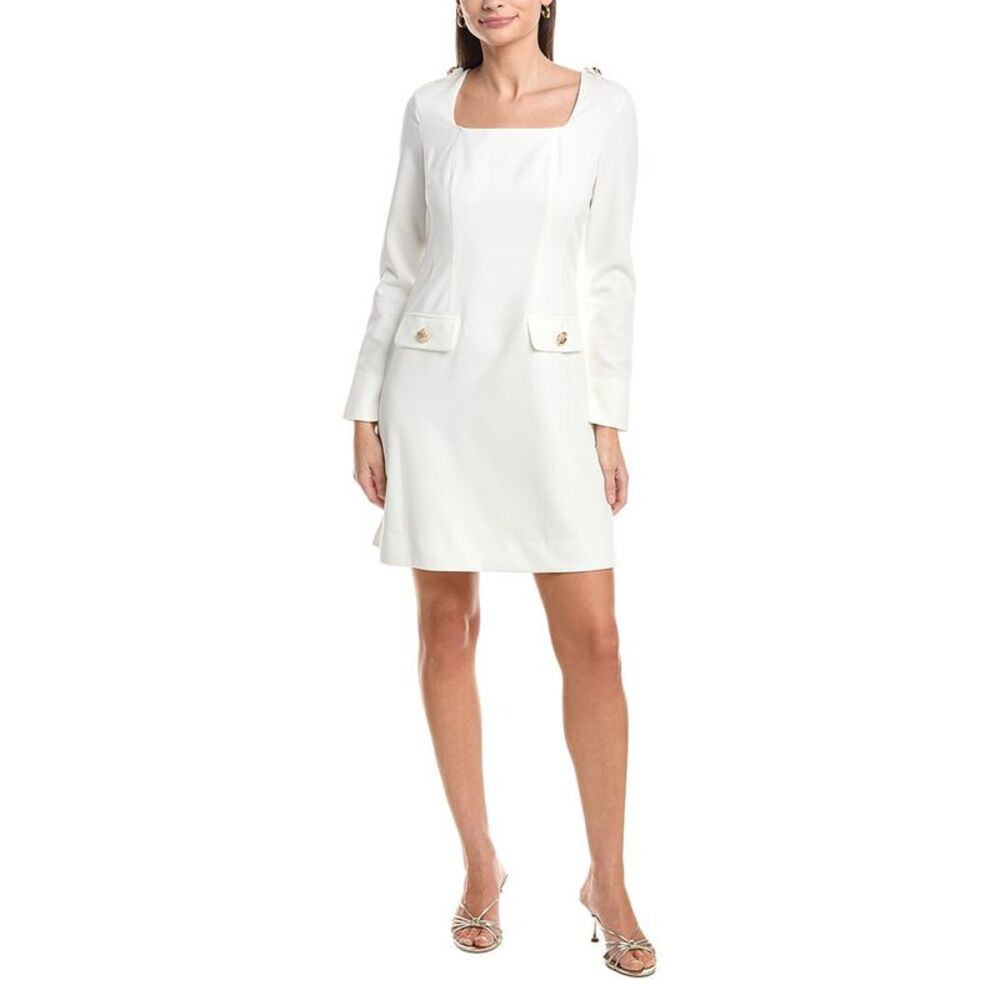 Tahari Asl Womens  Long Sleeve Mini Dress, White